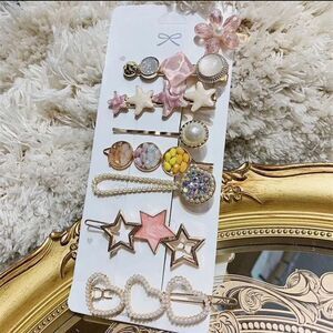 Heart 8 pcs set Geometric Alloy Sequins Rhinestones Hair Clip